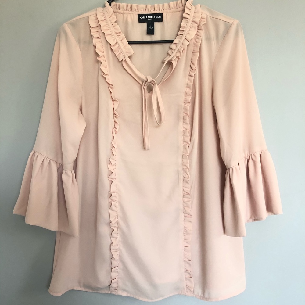 Karl Lagerfeld Pink Ruffled Blouse